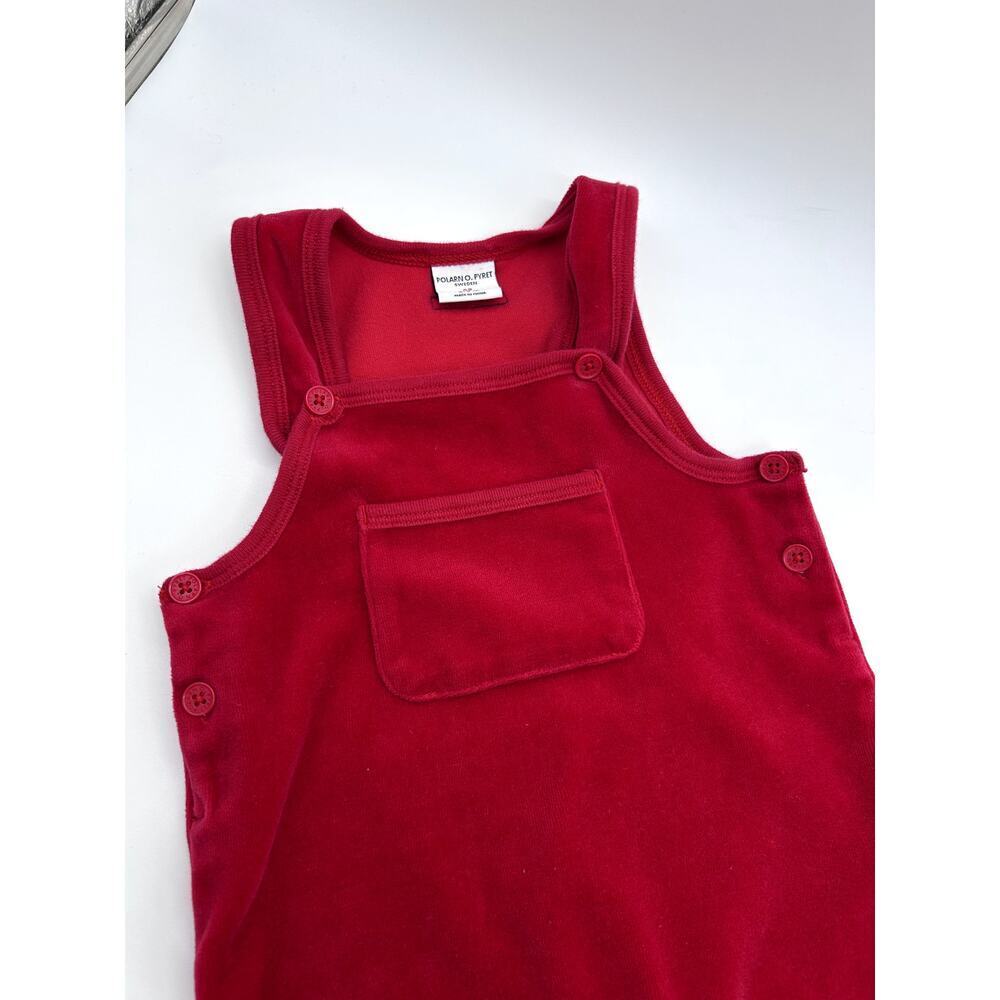 Polarn O. Pyret Red Velvet Velour Jumpsuit Footed Overalls Baby size 4- 6 Months - Picture 8 of 8